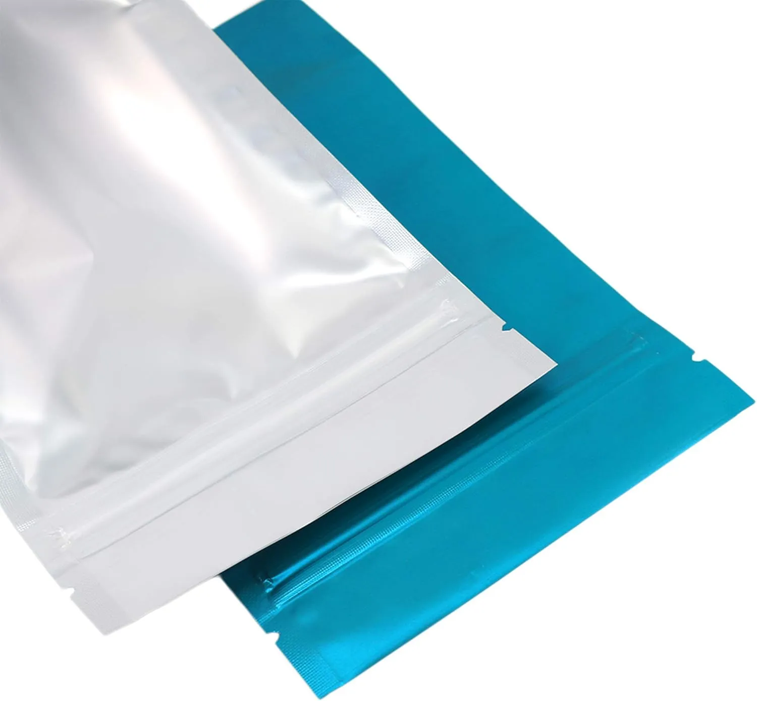 QQ Studio Pack of 100 Translucent/Silver/Color Stand-Up Resealable Zipper Pouch (3.3" x 5.1", Matte Blue)