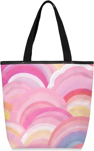 QsirBC Abstractions Design Pattern Canvas Tote Bag for Women Reusable Shoulder Totebag with Pocket Zipper Casual Handbag for Shopping Travel Work Gift