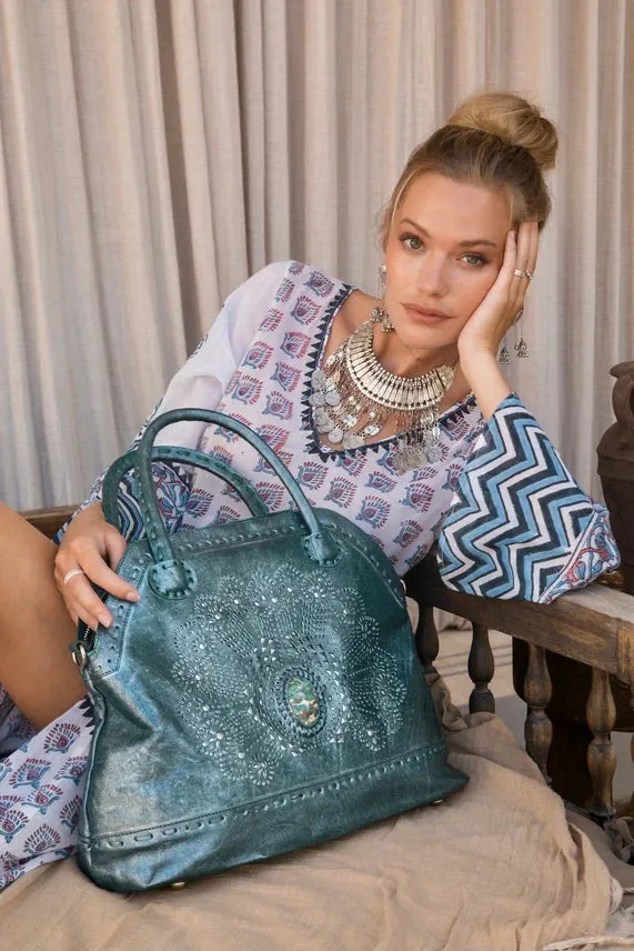 Queen Deus Shoulder Bag Metallic Teal