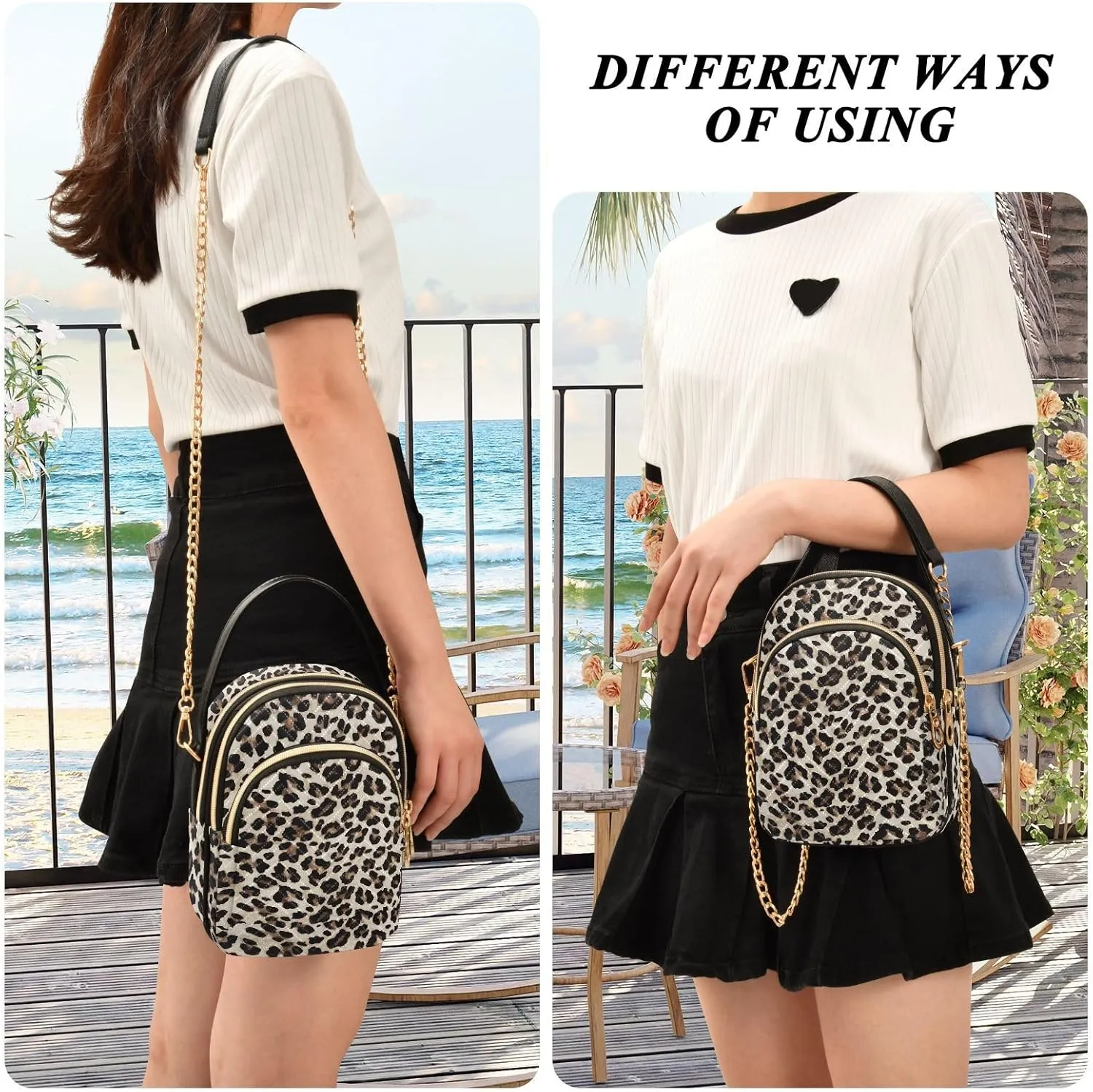 Quilted Crossbody Bags for Women Trendy, Women's Crossbody Handbags Rainbow Leopard Travel Cell Phone Purses Bags
