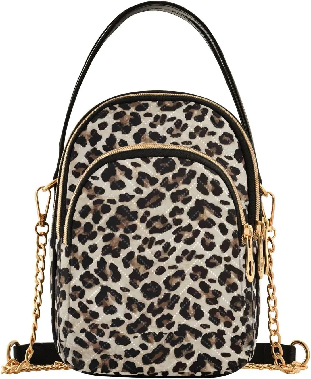Quilted Crossbody Bags for Women Trendy, Women's Crossbody Handbags Rainbow Leopard Travel Cell Phone Purses Bags
