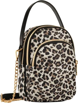 Quilted Crossbody Bags for Women Trendy, Women's Crossbody Handbags Rainbow Leopard Travel Cell Phone Purses Bags