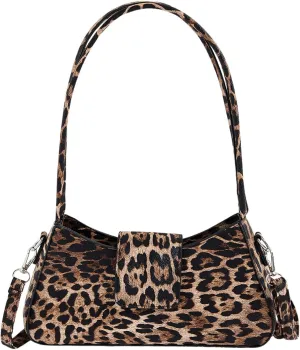 QWINEE Shoulder Bags for Women Y2K Leopard Print Handbag Cheetah Purse Double Handle Flap Underarm Bag Clutch