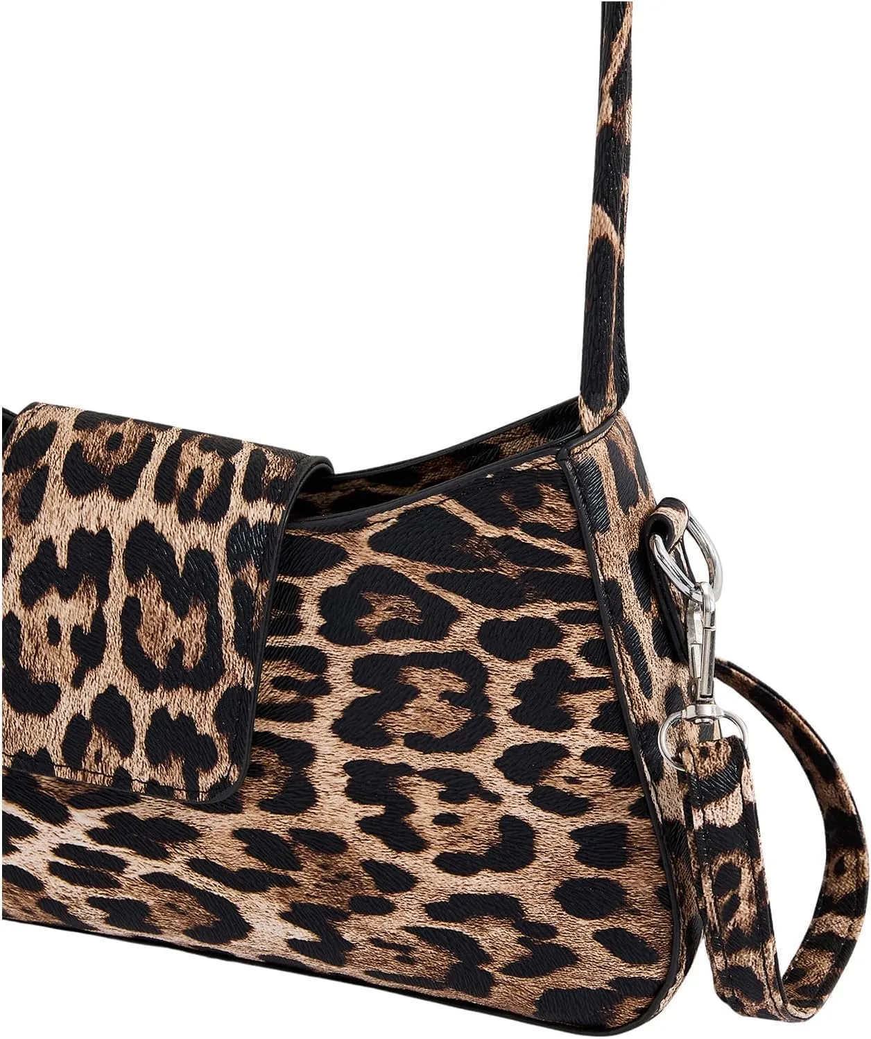 QWINEE Shoulder Bags for Women Y2K Leopard Print Handbag Cheetah Purse Double Handle Flap Underarm Bag Clutch