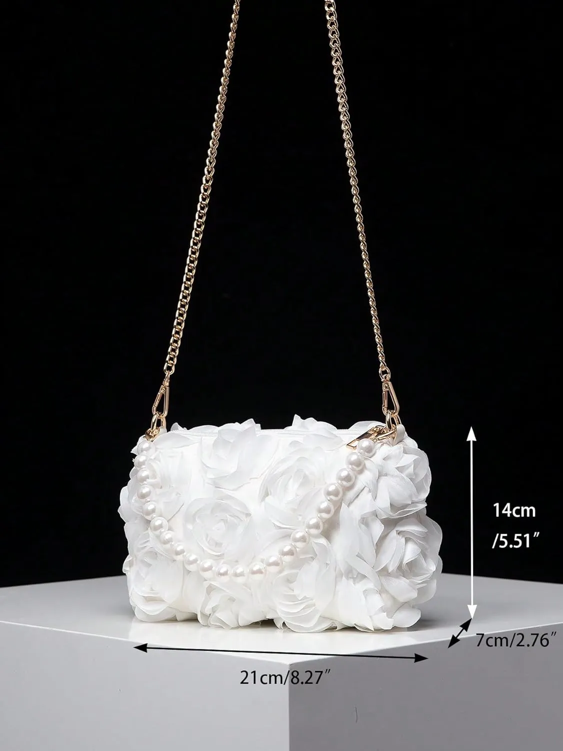QWINEE Women's Faux Pearl Clutch Bag Flower Shape Small Crossbody Bag Evening Satchel Bag Tote Handbags Prom Bags