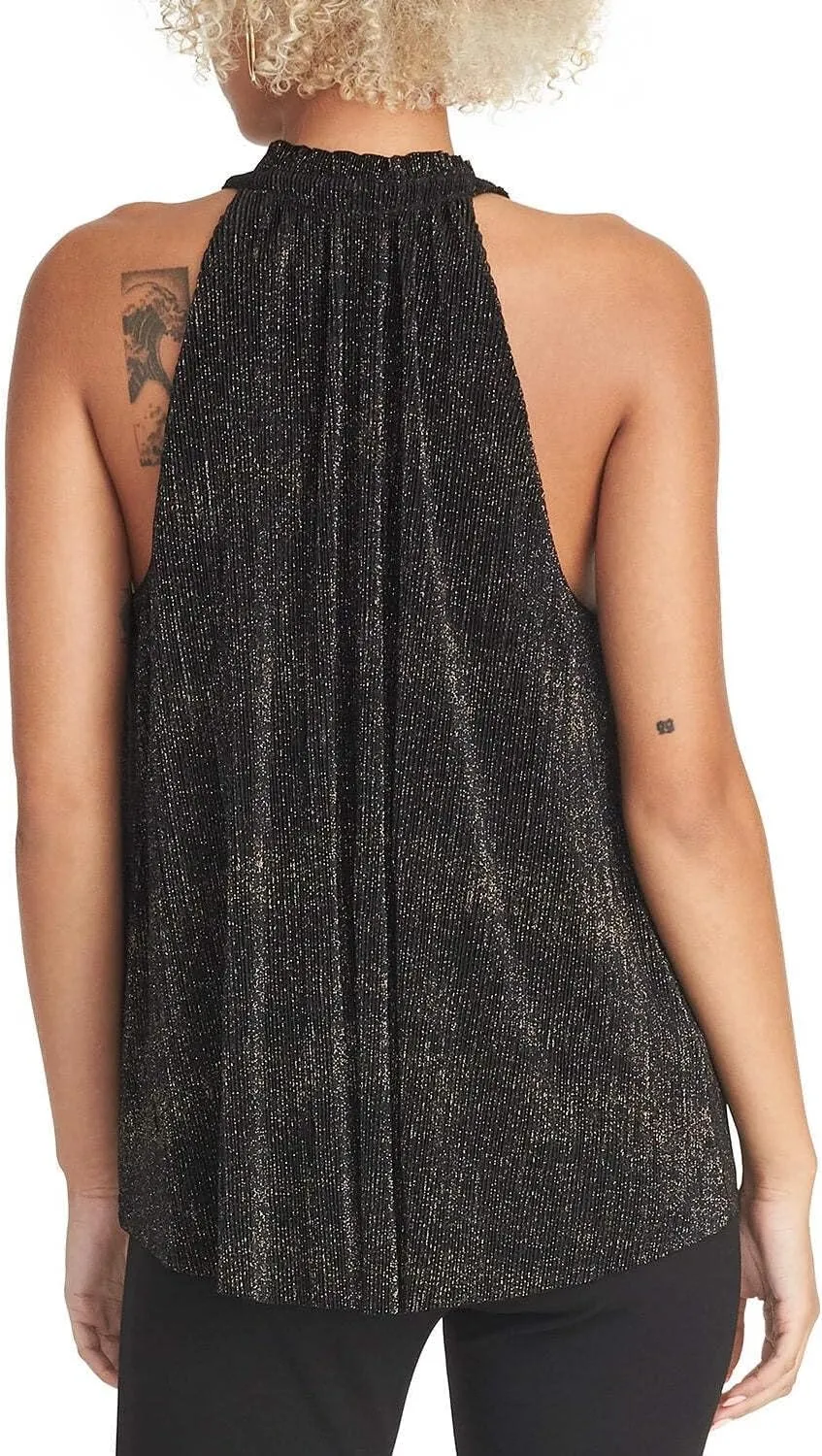 RACHEL Rachel Roy Womens Metallic Pleated Blouse