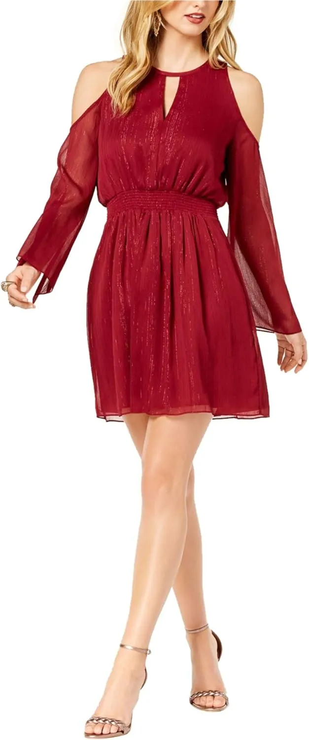 RACHEL ZOE Womens Bell Sleeve Cold Shoulder Dress