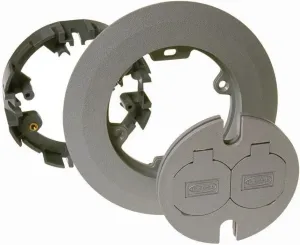 RACO 6299 Round Floor Box Cover Kit Nonmetallic With Two-Lift Lids for 5511 Floor Box, Gray