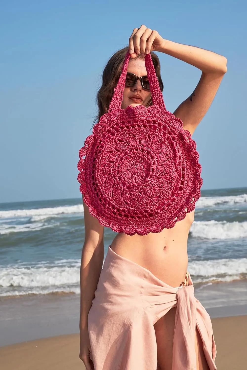 Raffia Bag Straw Bags for Women Large Beach Tote Woven Clutch Summer Bag Tote Bag for Women Rattan Wicker Purse