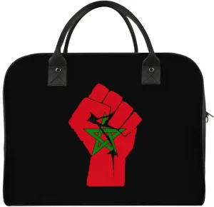 Raised Fist Morocco Flag Duffle Bag for Travel Crossbody Sports Tote Gym Bag Shoulder Weekender Overnight Bag