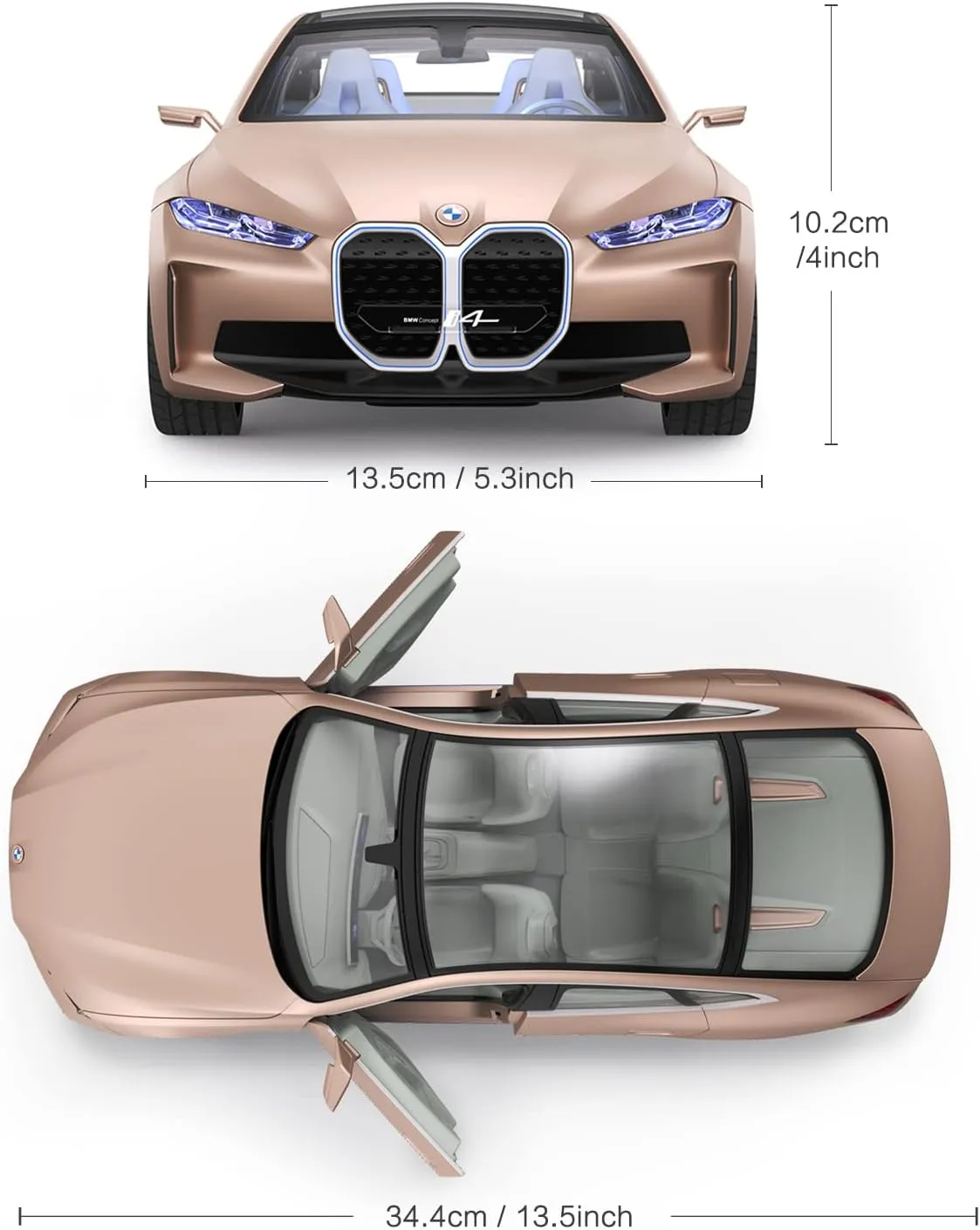 RASTAR BMW i4 Remote Control Car, 1/14 BMW i4 Concept RC Toy Car Golden BMW Model Car Diecast for Kids Boys Adults