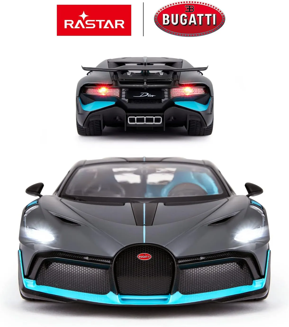 RASTAR Bugatti DIVO Remote Control Car - 1/14 Scale RC Car with Openable Doors - Gray for Dad