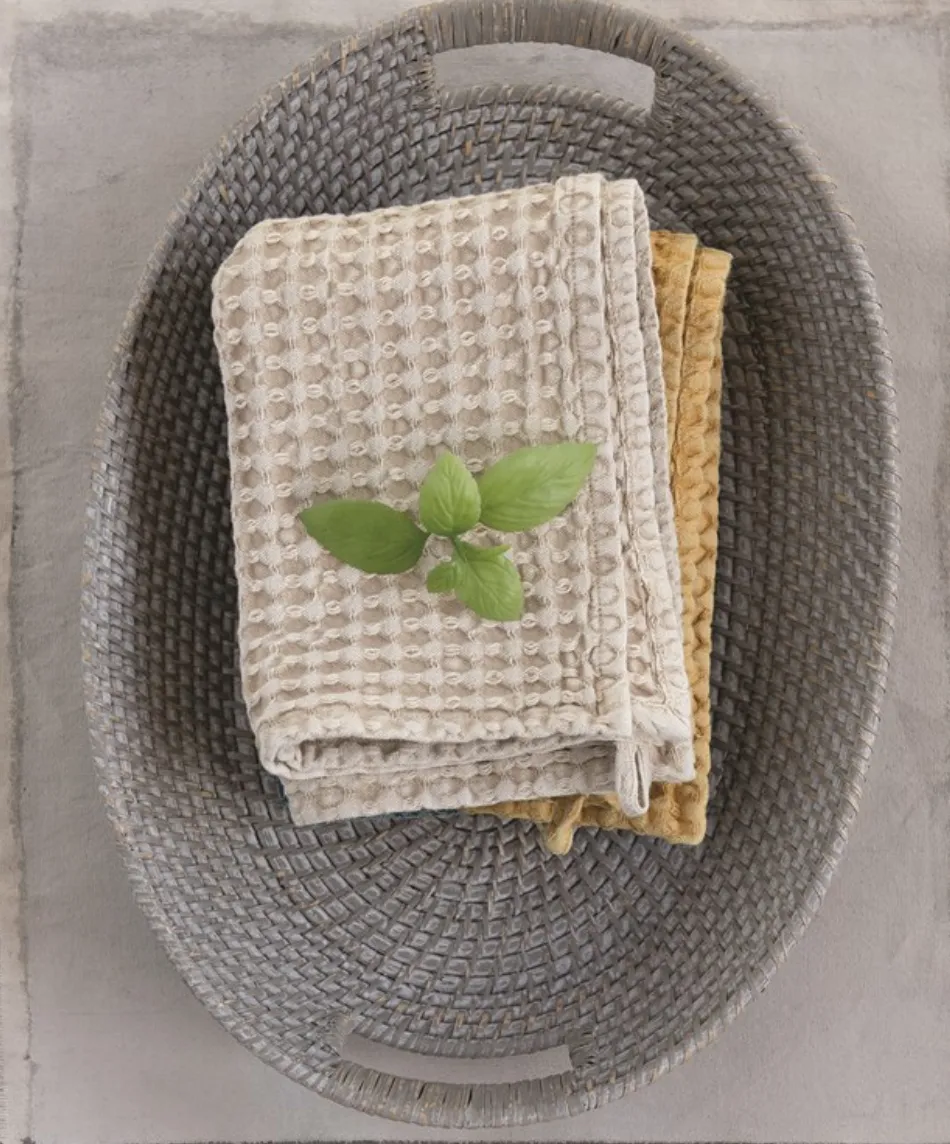 Rattan & Palm Tray with Handles