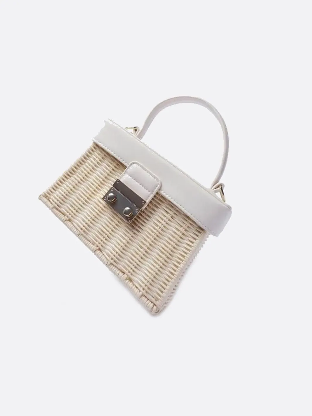 Rattan and leather handbag