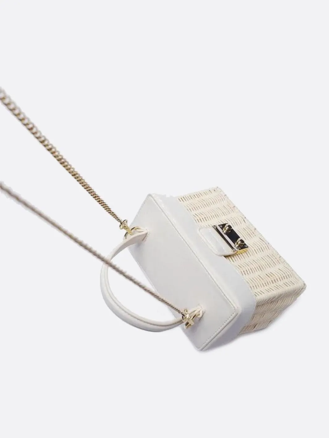 Rattan and leather handbag