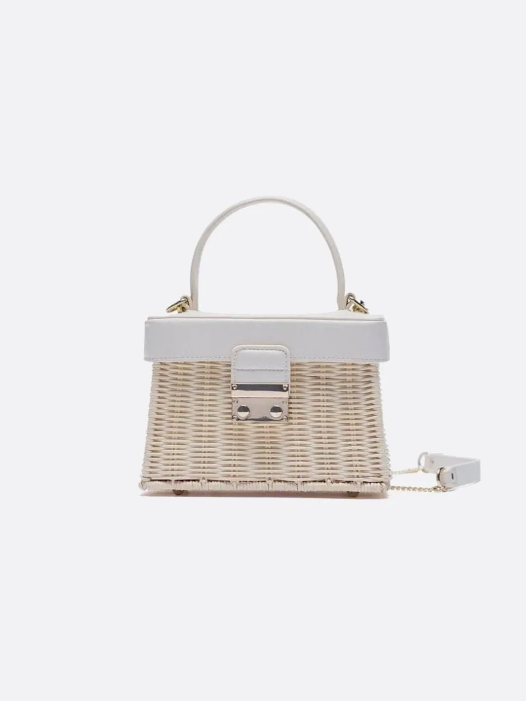 Rattan and leather handbag