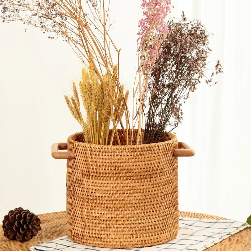 Rattan Basket with Handles｜Coffee Table Storage