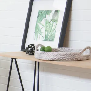 Rattan Circle Tray - White Wash