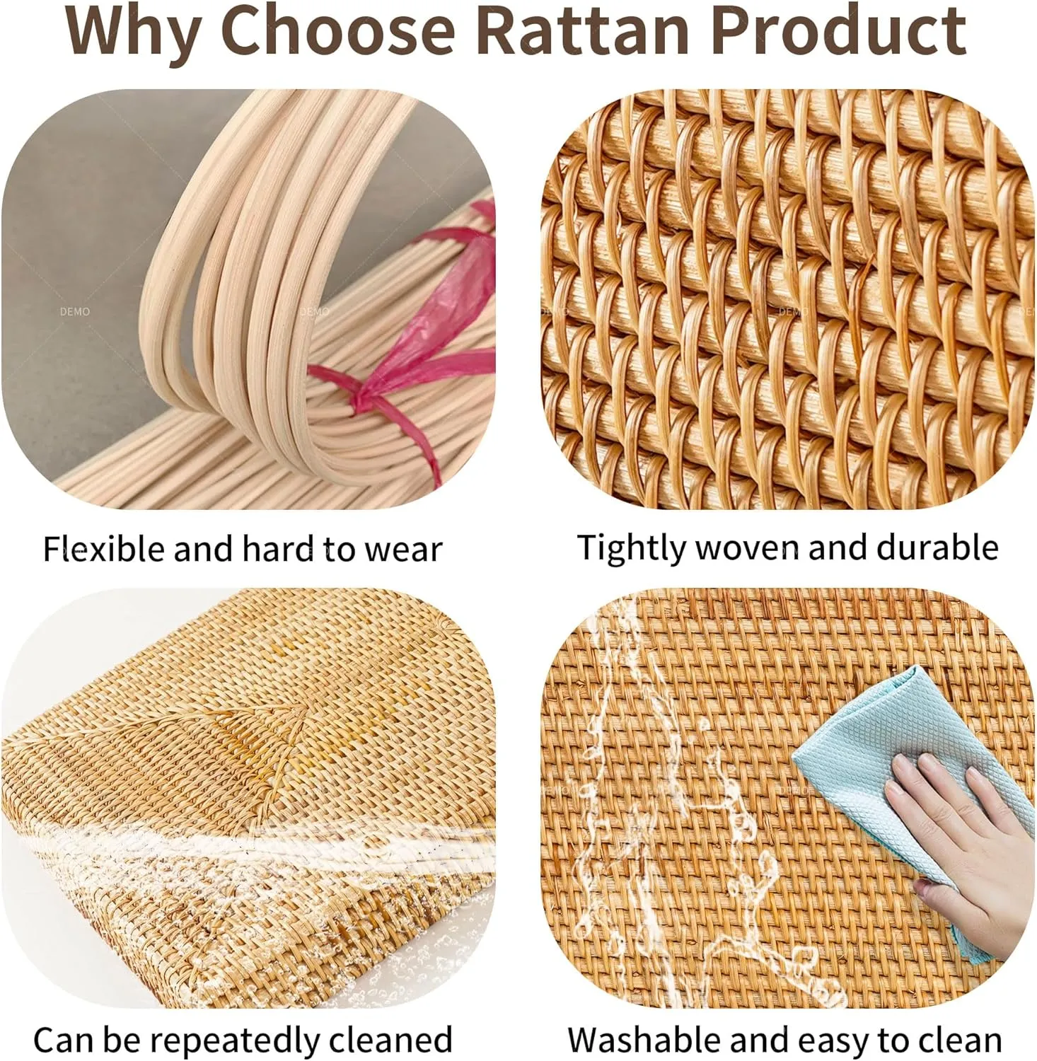Rattan Laundry Hamper With Lid and Liner Bag, Woven Cloth Hamper With Handles (15.7" L×11.8"W×16.9"H）