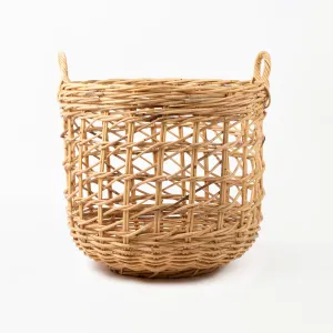 Rattan Round Open Weave Basket Natural