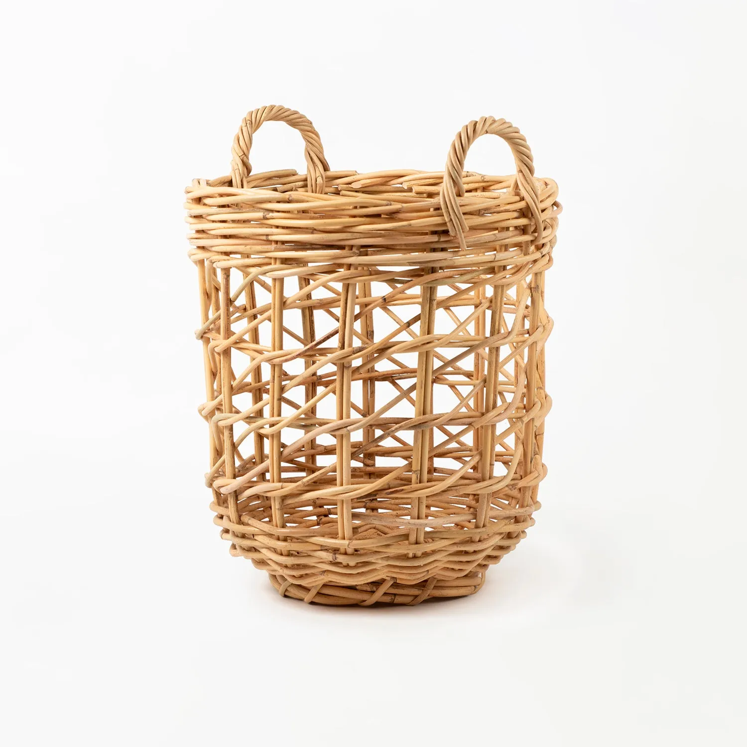 Rattan Round Open Weave Basket Natural