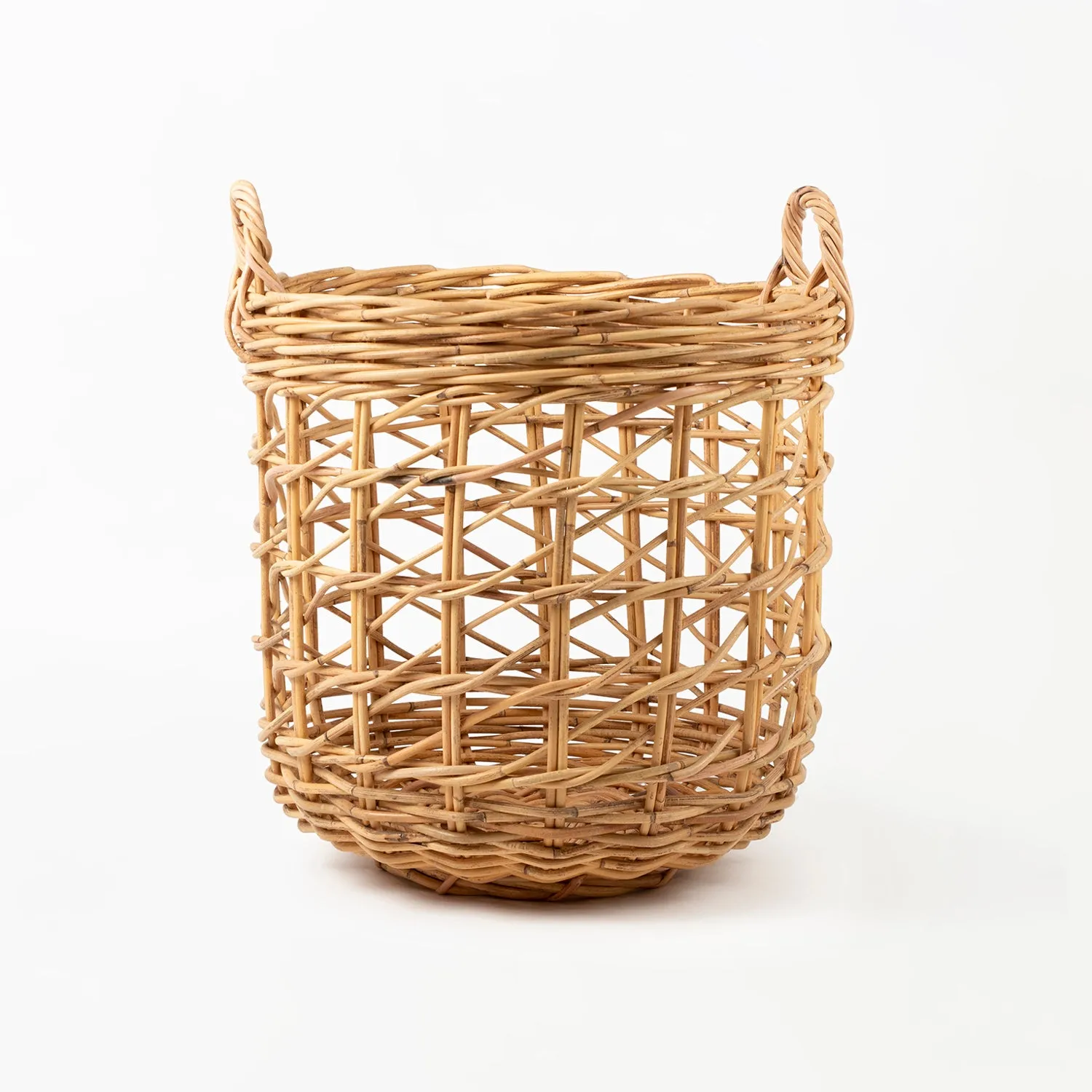 Rattan Round Open Weave Basket Natural