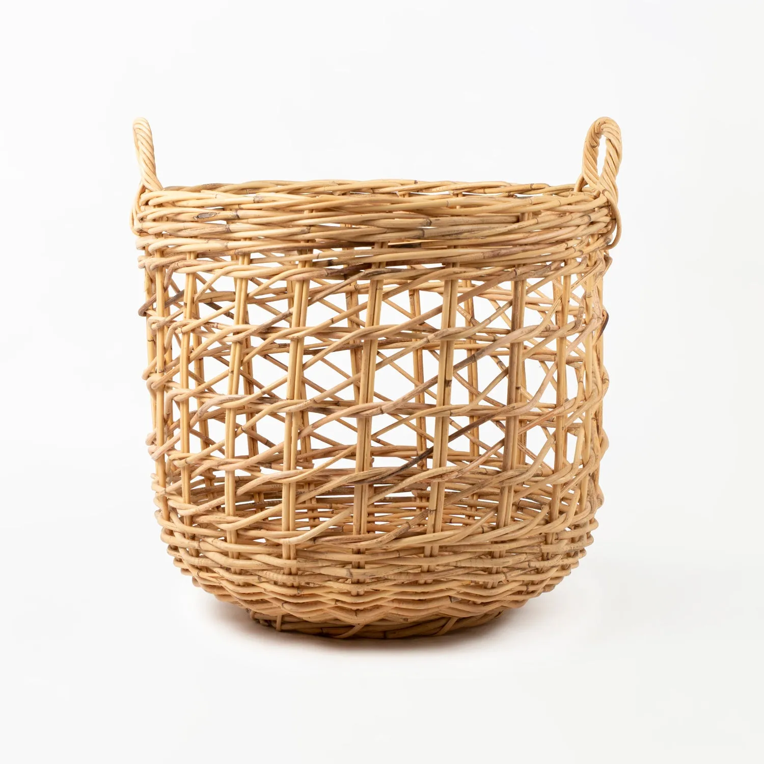 Rattan Round Open Weave Basket Natural