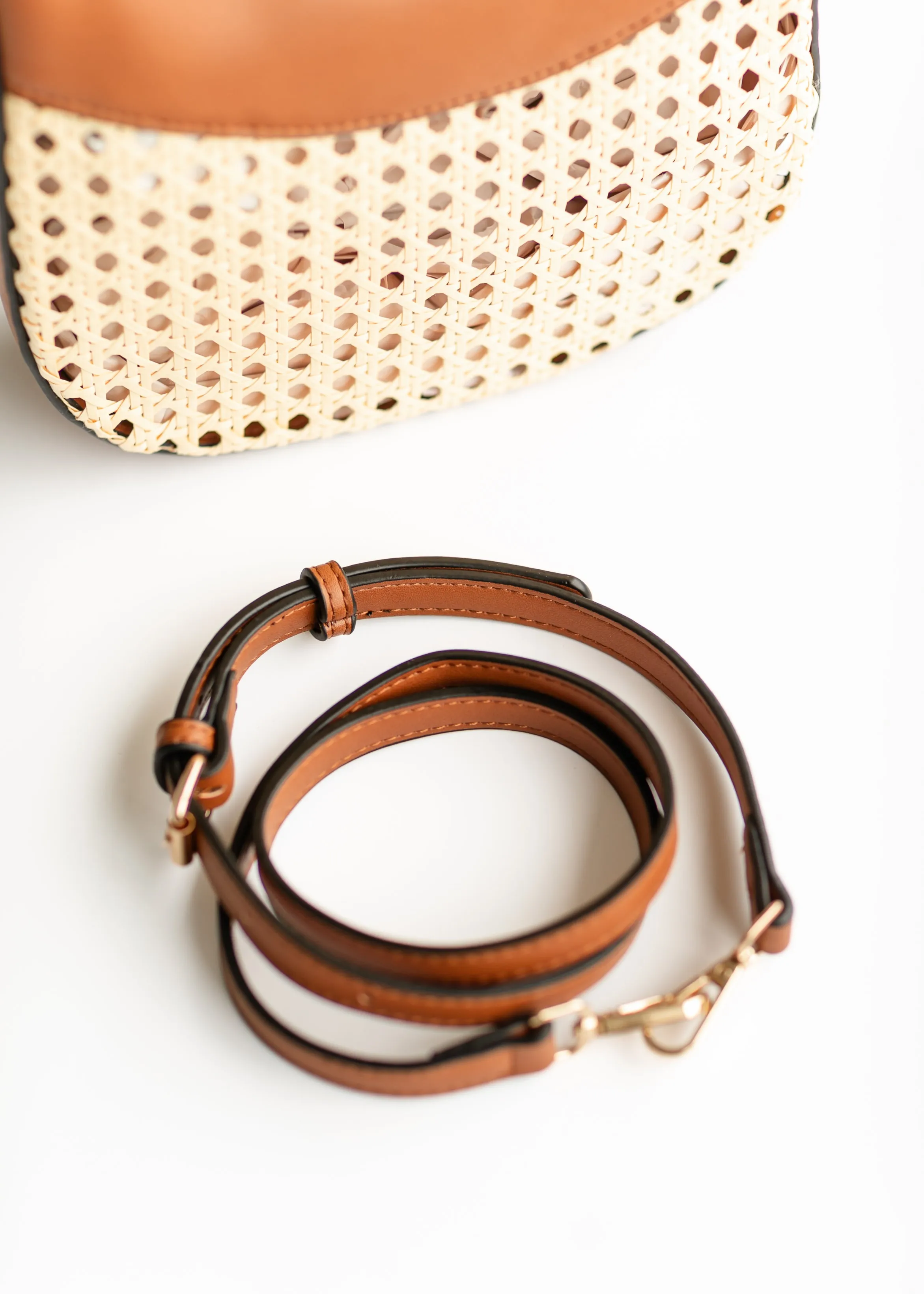 Rattan Vegan Leather Crossbody Bag