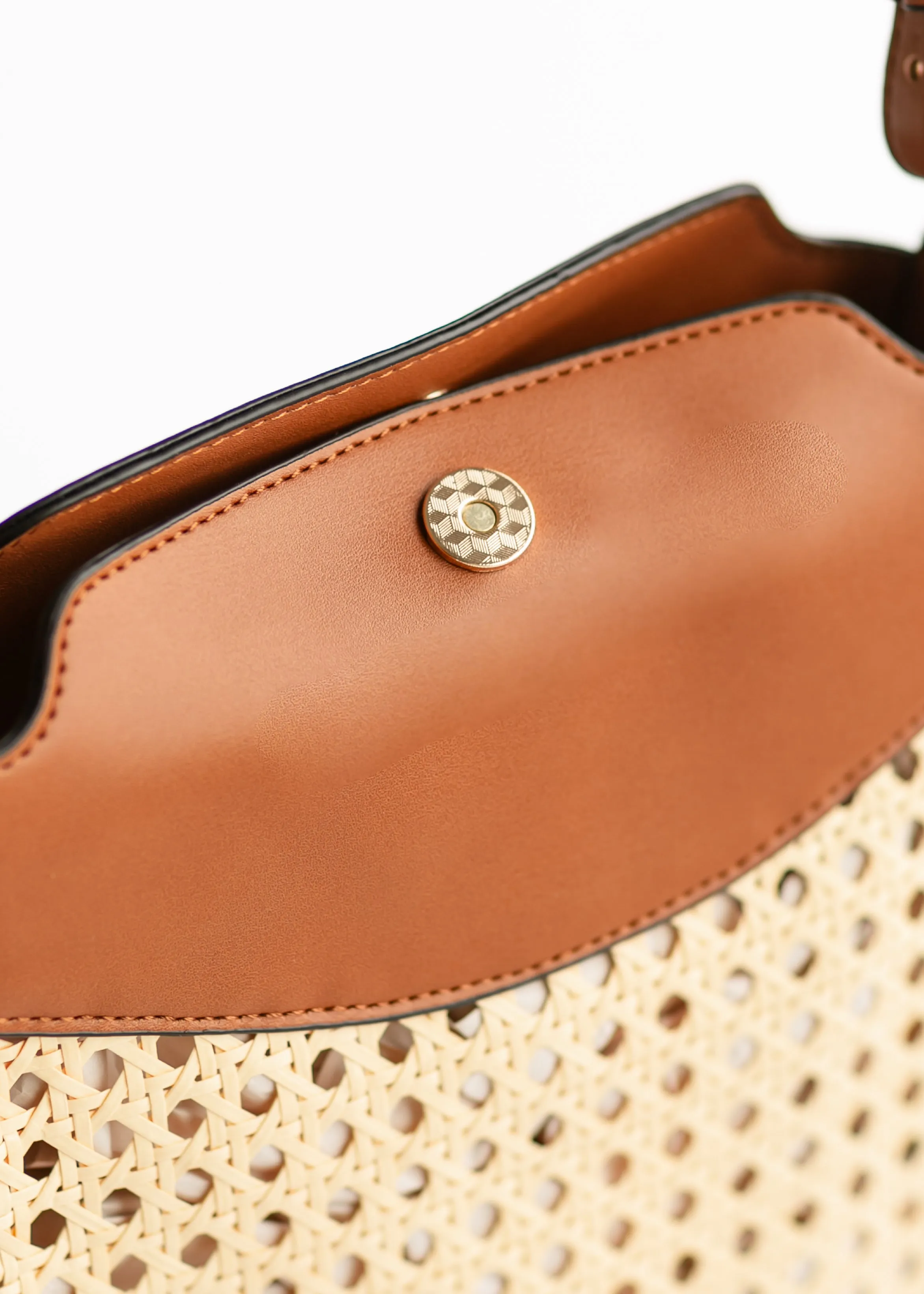 Rattan Vegan Leather Crossbody Bag