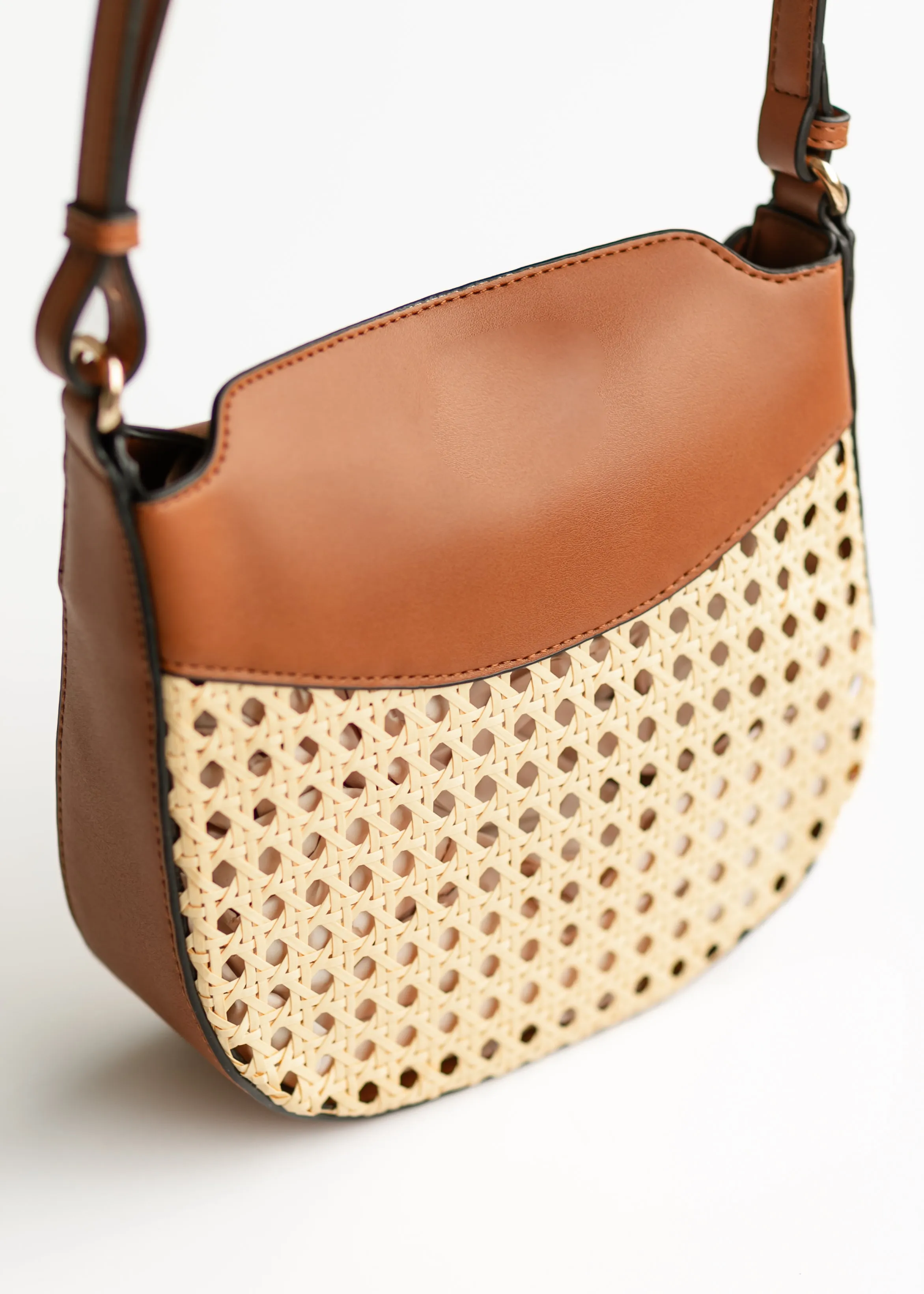 Rattan Vegan Leather Crossbody Bag