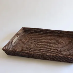 Rectangular Rattan Tray with Handles