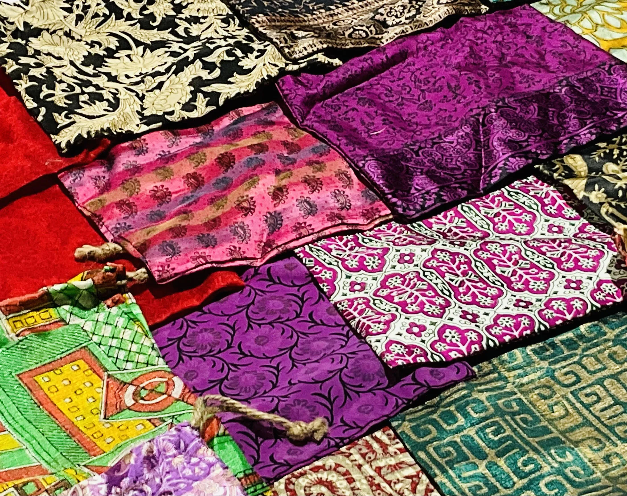 Recycled Sari Gift Bag With Drawstring Different Sizes Available