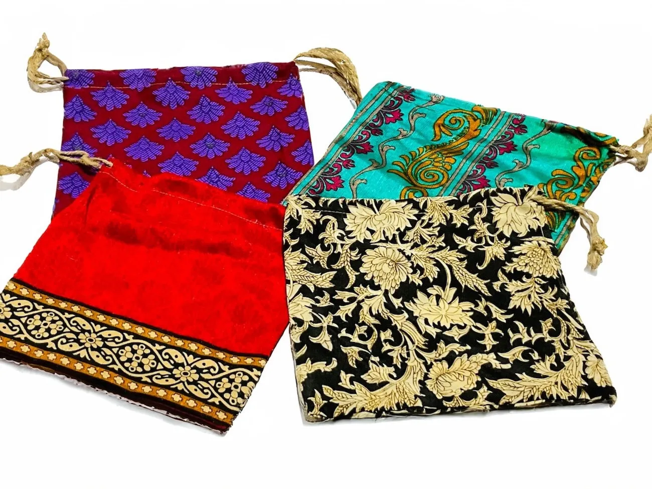 Recycled Sari Gift Bag With Drawstring Different Sizes Available