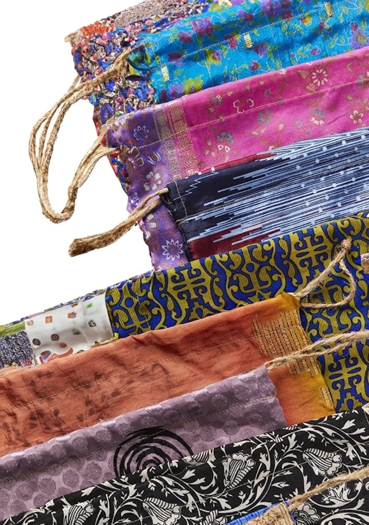 Recycled Sari Gift Bag With Drawstring Different Sizes Available