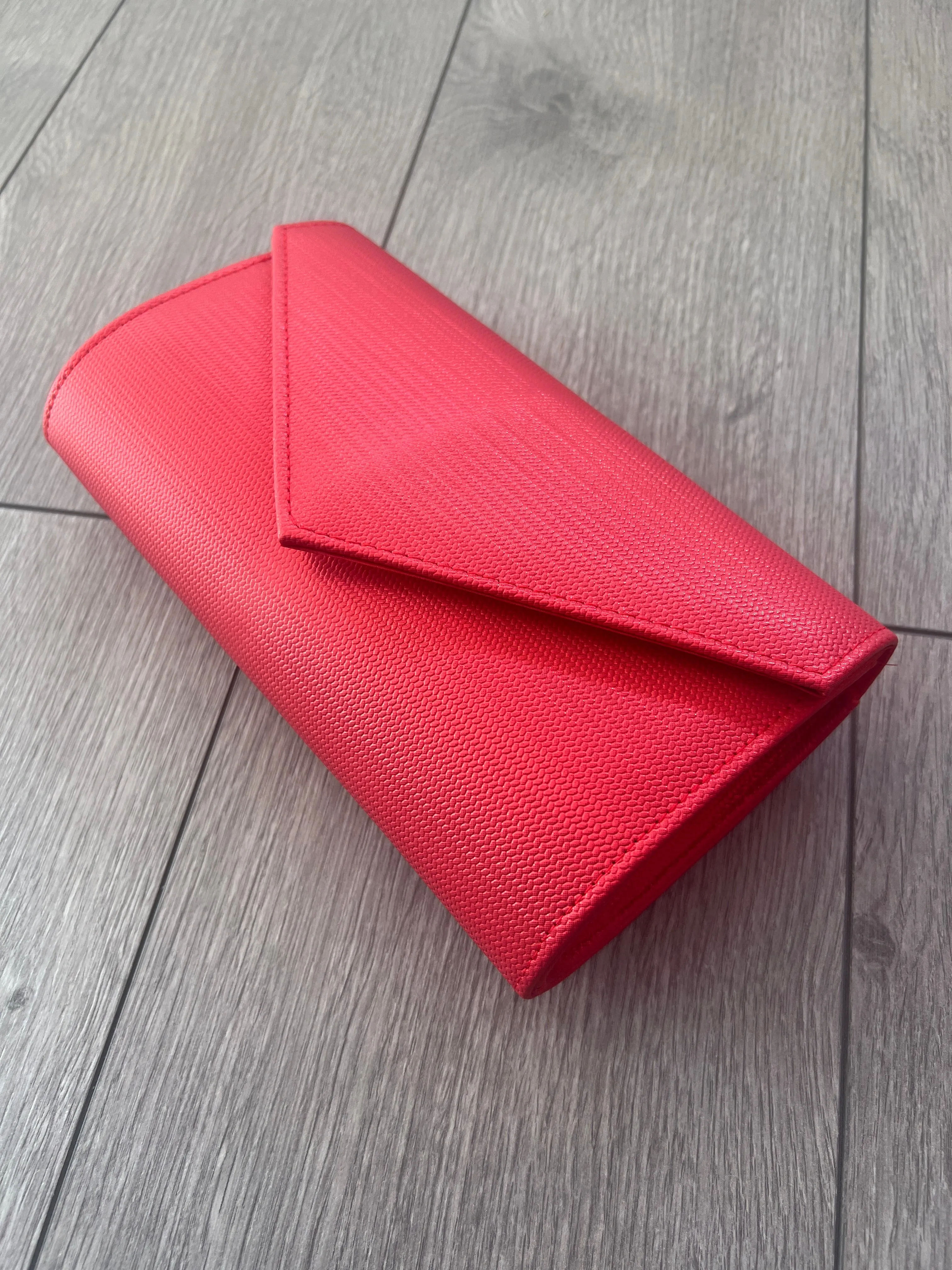 Red Metallic Envelope Clutch Bag