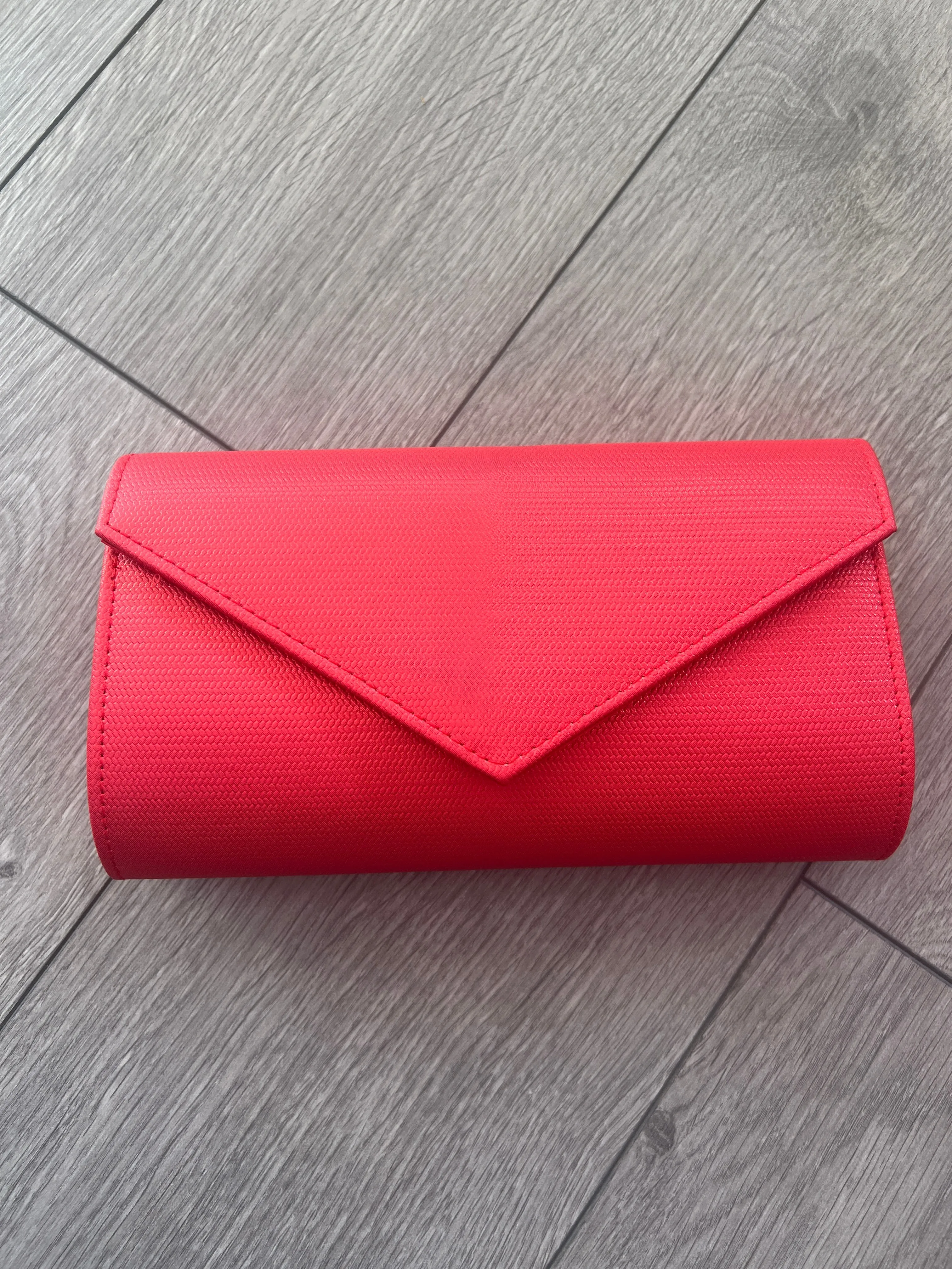 Red Metallic Envelope Clutch Bag