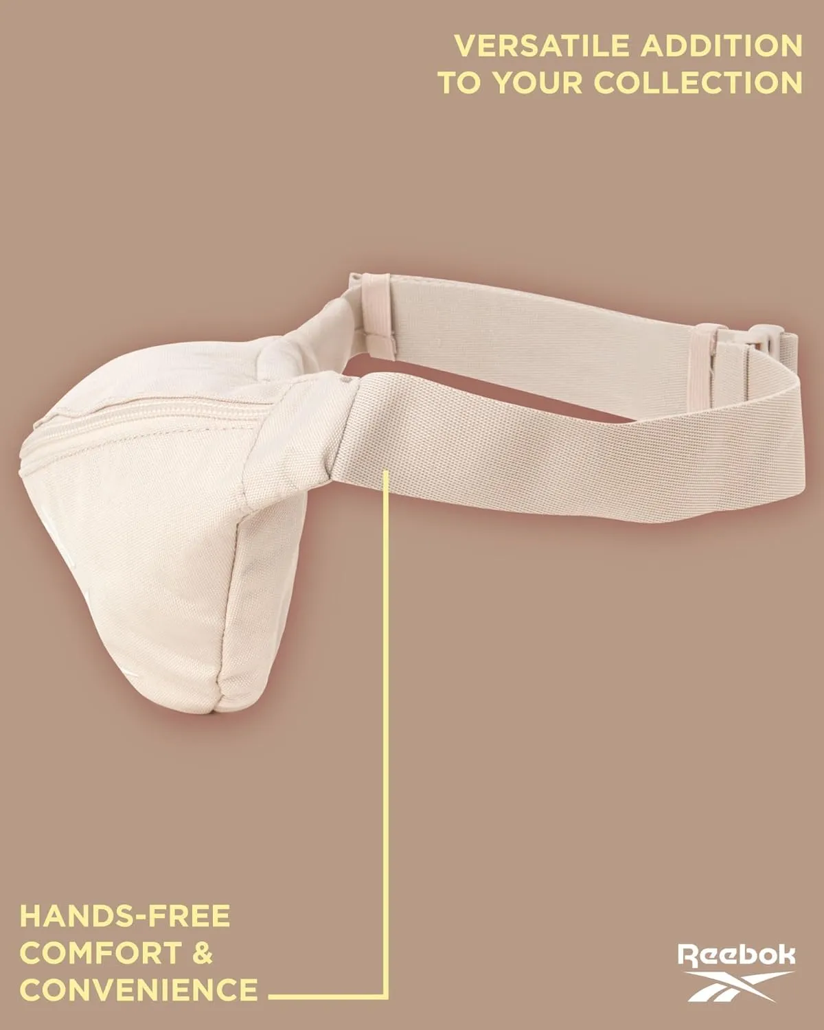 Reebok Fanny Pack - Lightweight Stylish Crossbody Waist Belt Bags for Women and Men with Adjustable Strap, Size One Size, Foundation Cream