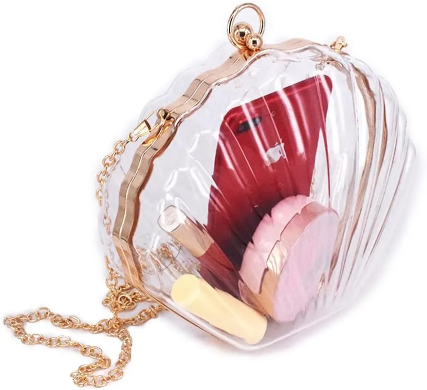 Rejolly Clear Star Shaped Purse for Women Acrylic Transparent Evening Clutch Bag Crossbody Shoulder Handbag with Chain Strap