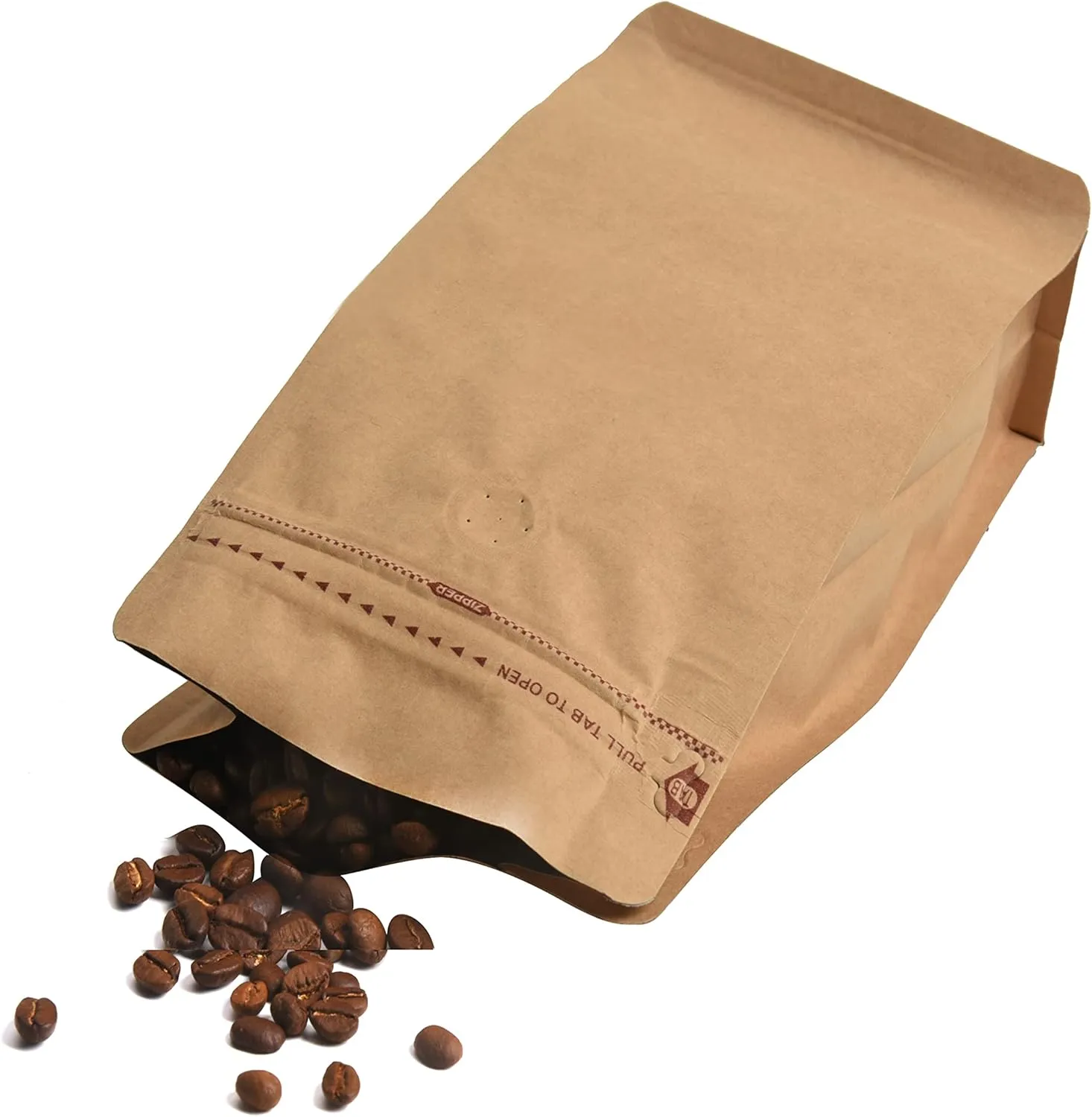 Resealable Kraft Paper Coffee Bags with Degassing Valve, Flat Bottom Side Gusset Stand Up Coffee Pouches with Zipper Lock (Pack of 50, Size for 4 oz/120 grams Coffee Beans or Ground)