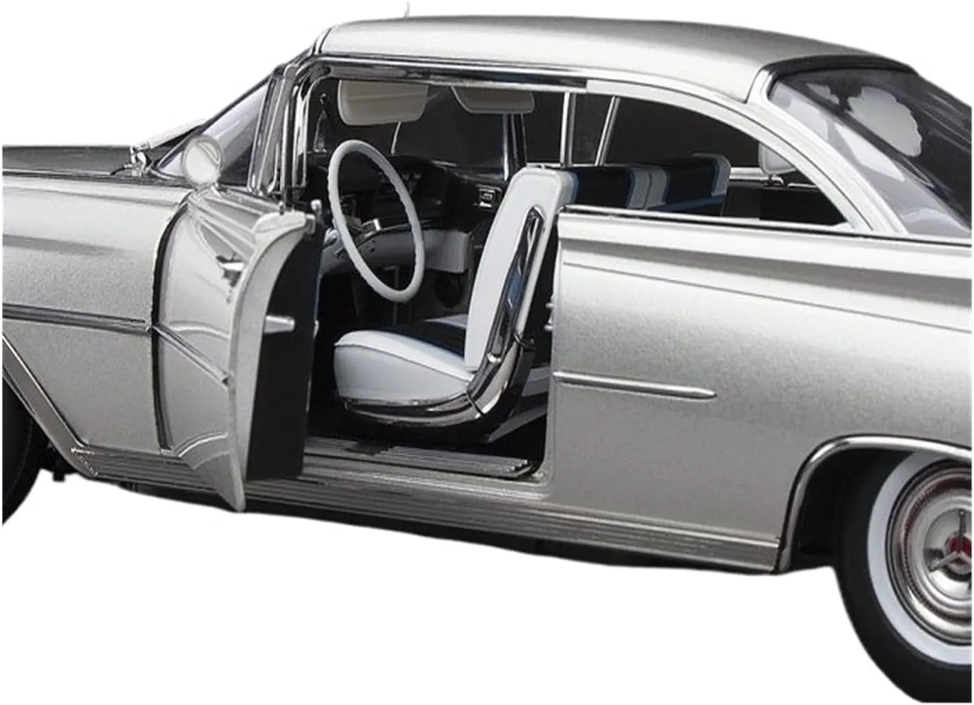 Resin Car Models Kit 1 18 Fit for Oldsmobile Convertible Hardtop 98 1959 Classic Alloy Car Model Souvenir Collection Display Piece(Silver)