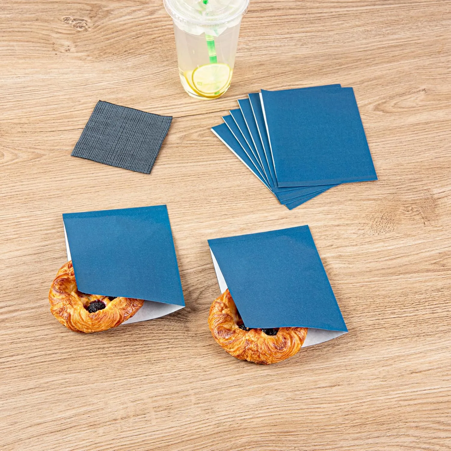 Restaurantware Bag Tek 6.3 x 4.7 Inch Double Open Bags 100 Small Deli Paper Sheets - Disposable Greaseproof Midnight Blue Paper Deli Wrap Liners For Snacks Cookies And More