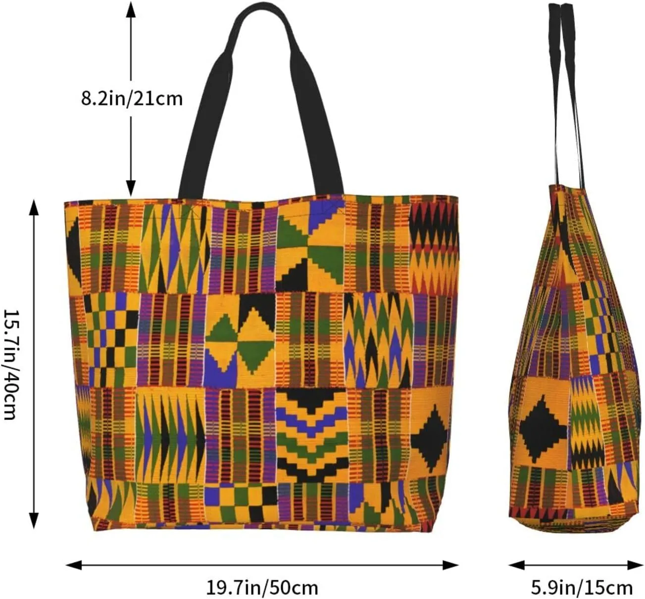 Retro African Tote Bags for Women Men Reusable Shopping Travel Grocery Bag African Ethnic Large Shoulder Bag