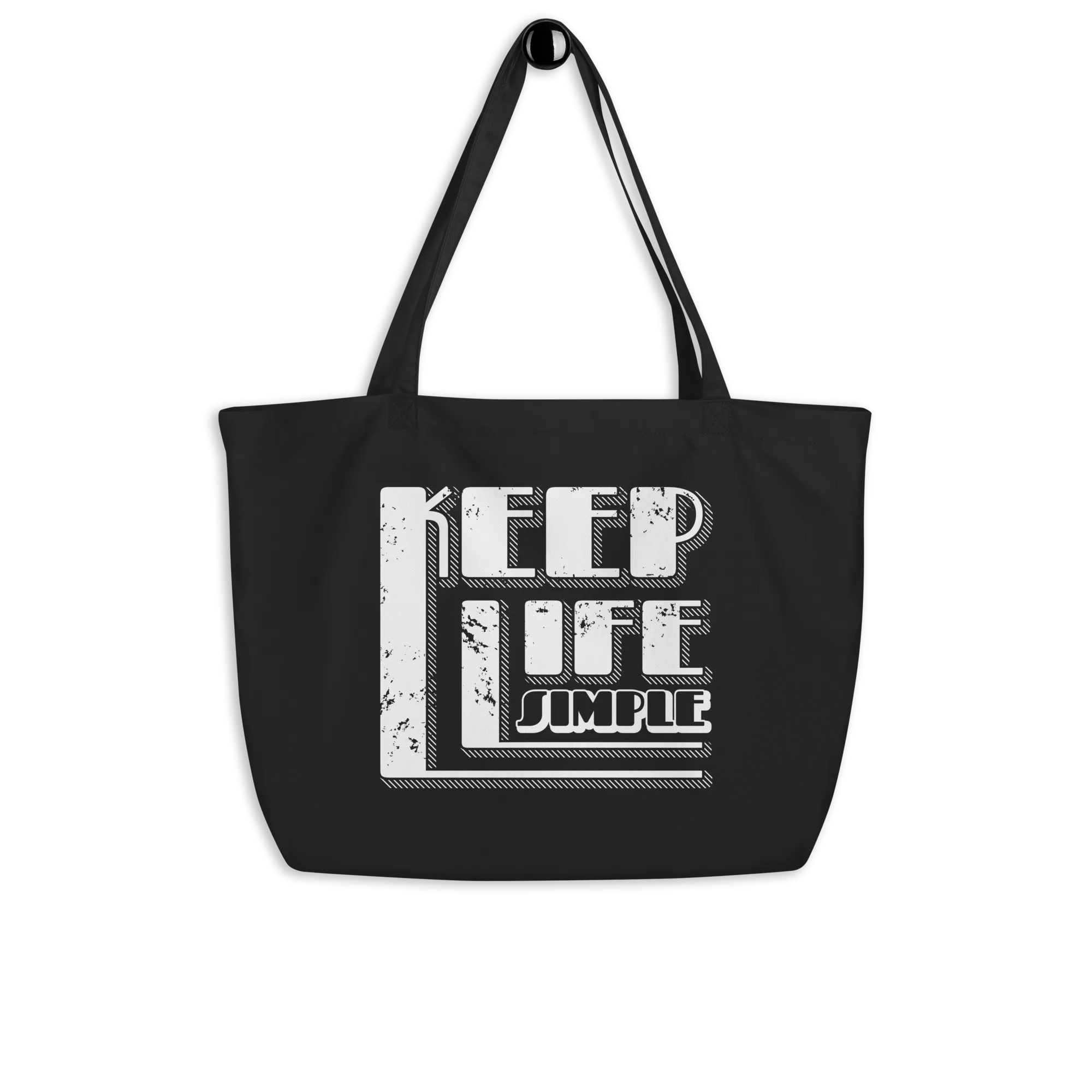 Retro Tote Bag - Keep Life Simple Typography Design - Large Size