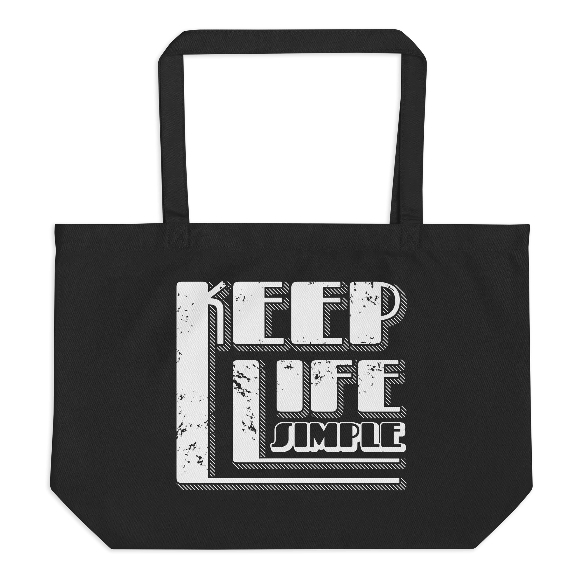 Retro Tote Bag - Keep Life Simple Typography Design - Large Size