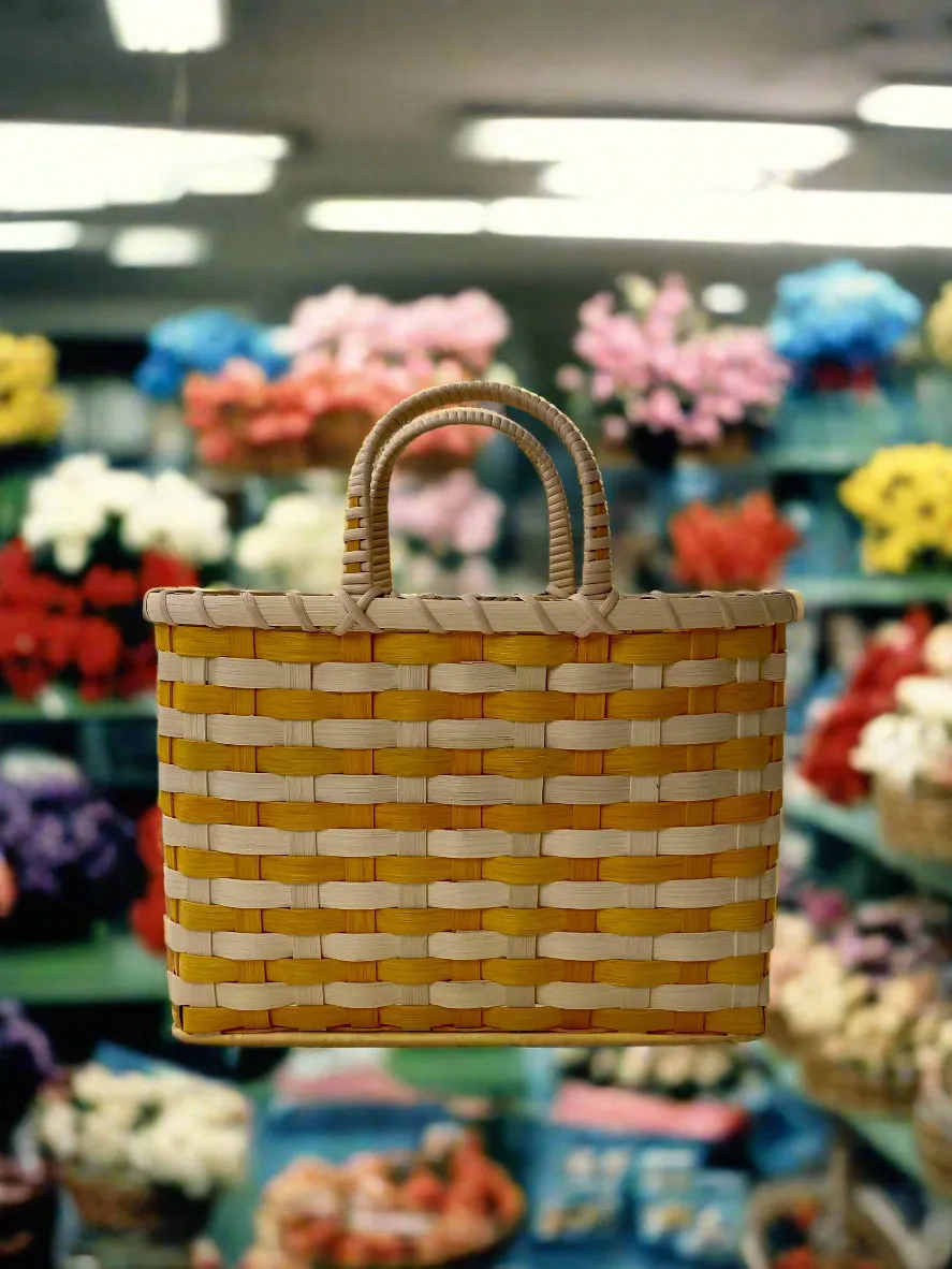 Retro-Travel Tote: Natural & Yellow