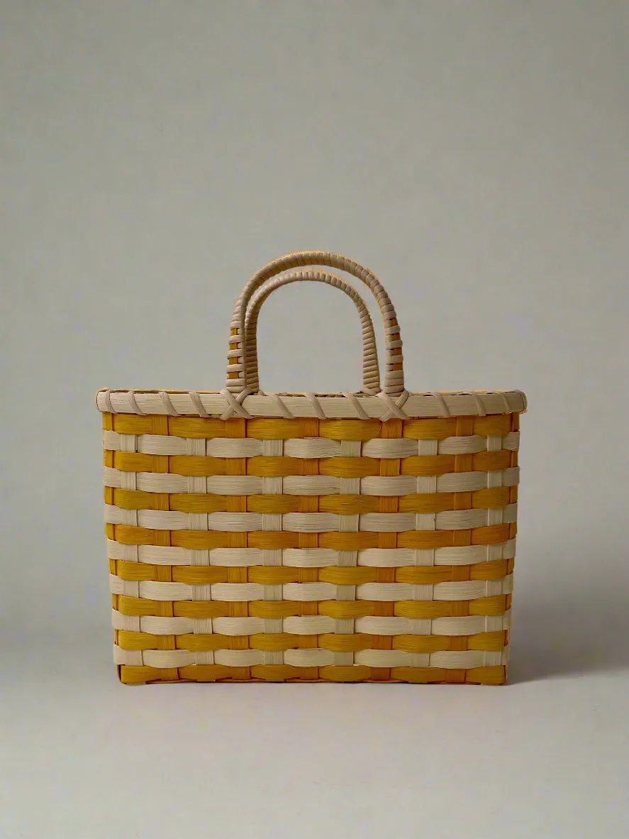 Retro-Travel Tote: Natural & Yellow