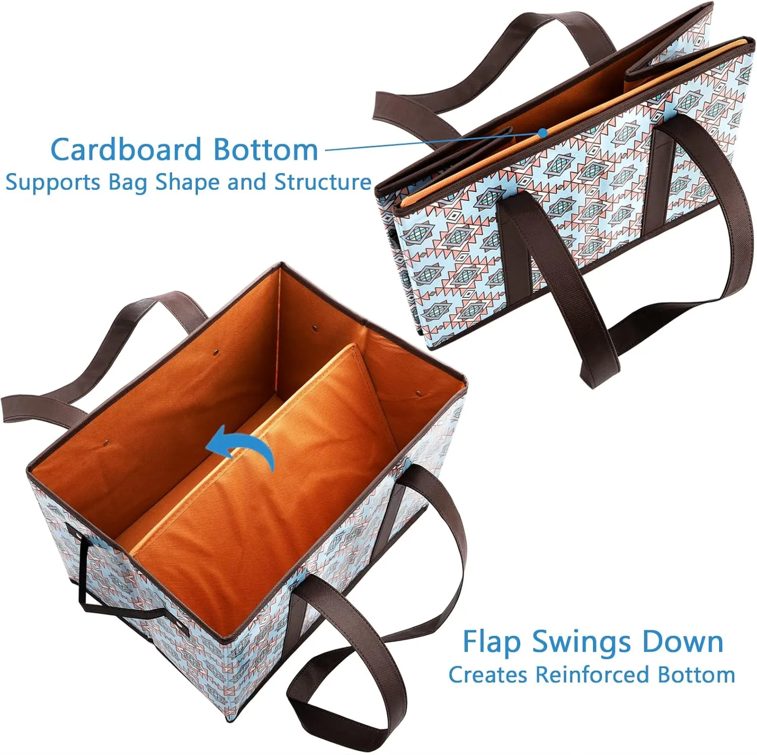 Reusable Grocery Bags Set Durable Heavy Duty Tote Bag Collapsible Grocery Shopping Box Bag with Reinforced Bottom