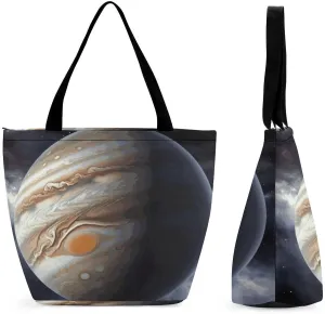 Reusable Shopping Bags for Women Large Grocery Bags Travel Tote Bags Jupiter Landscape Shoulder Bag for Work