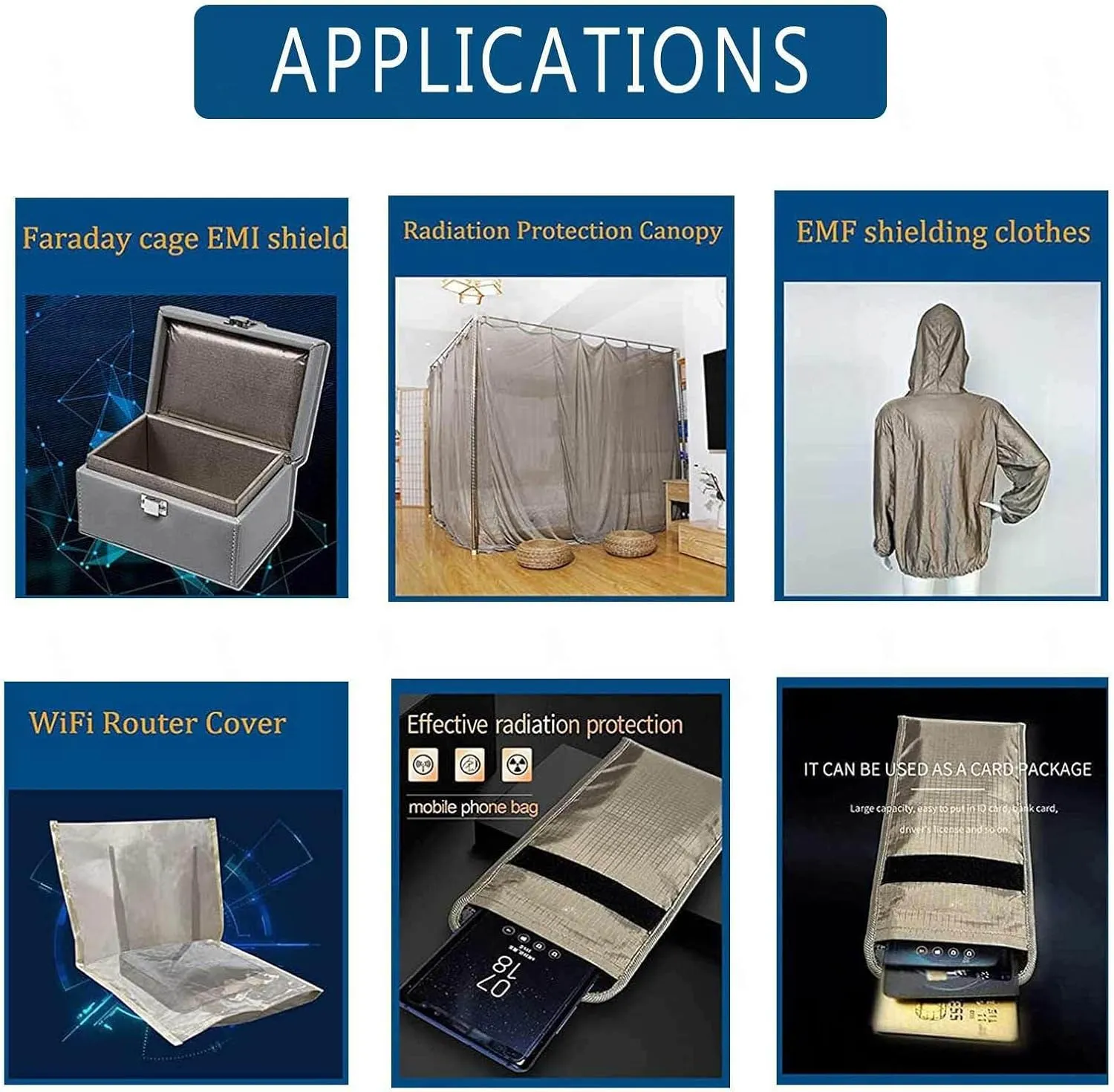 RFID Shielding Fabric Faraday Cloth Faraday Bags Military Grade Fabric Shielding-Block WiFi for Radiowave Microwave, Electromagnetic Fields,silver-7x1.1m