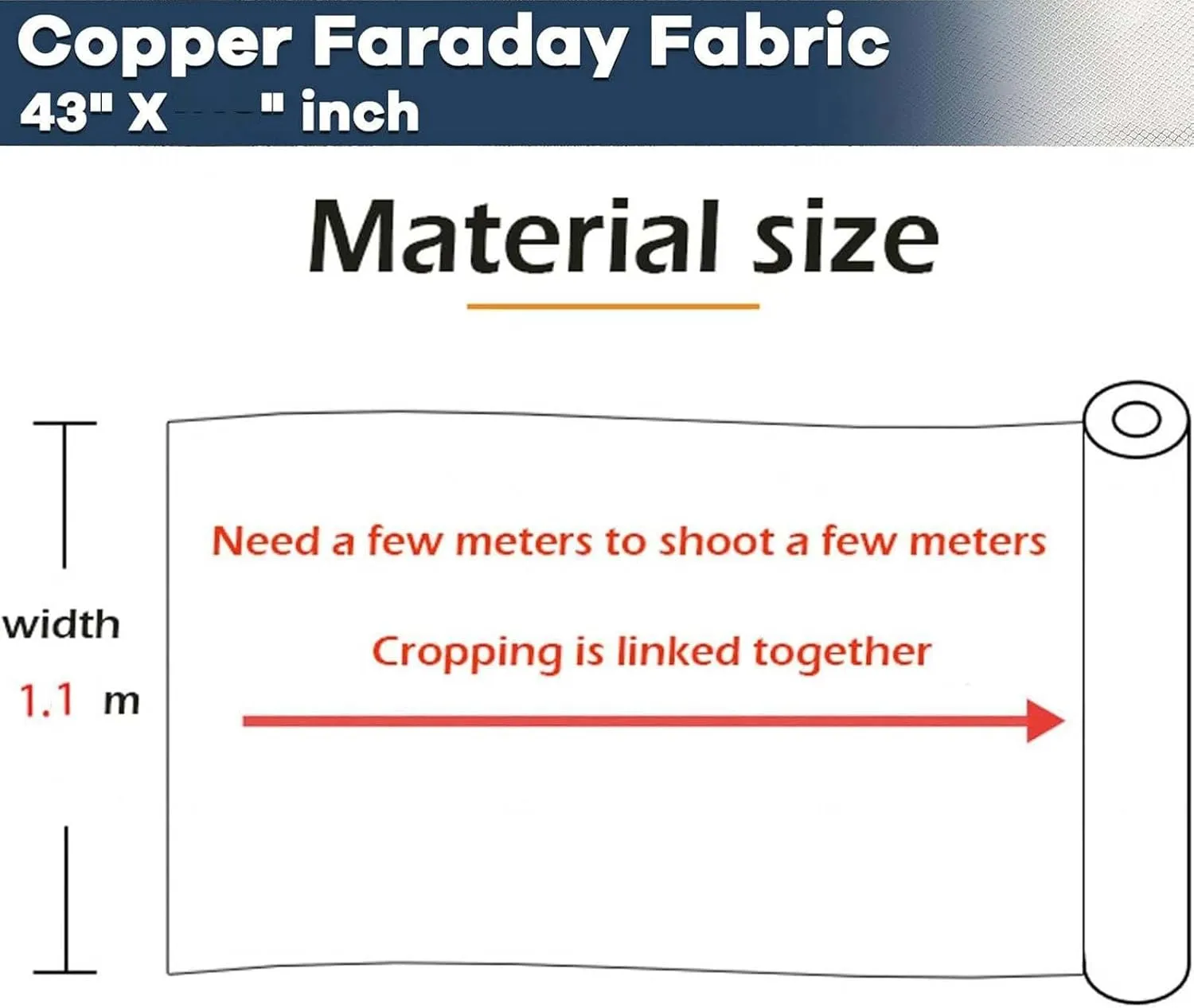 RFID Shielding Fabric Faraday Cloth Faraday Bags Military Grade Fabric Shielding-Block WiFi for Radiowave Microwave, Electromagnetic Fields,silver-7x1.1m